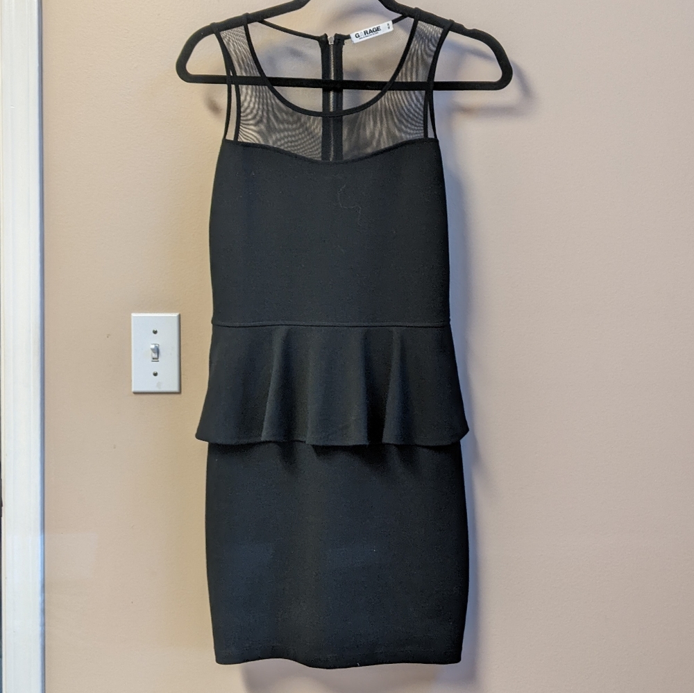 4 /$25 Garage Body Peplum Black Dress with Clear Mesh